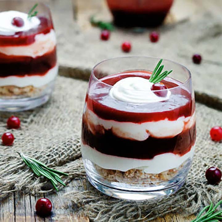 Cranberry cake on bakery background