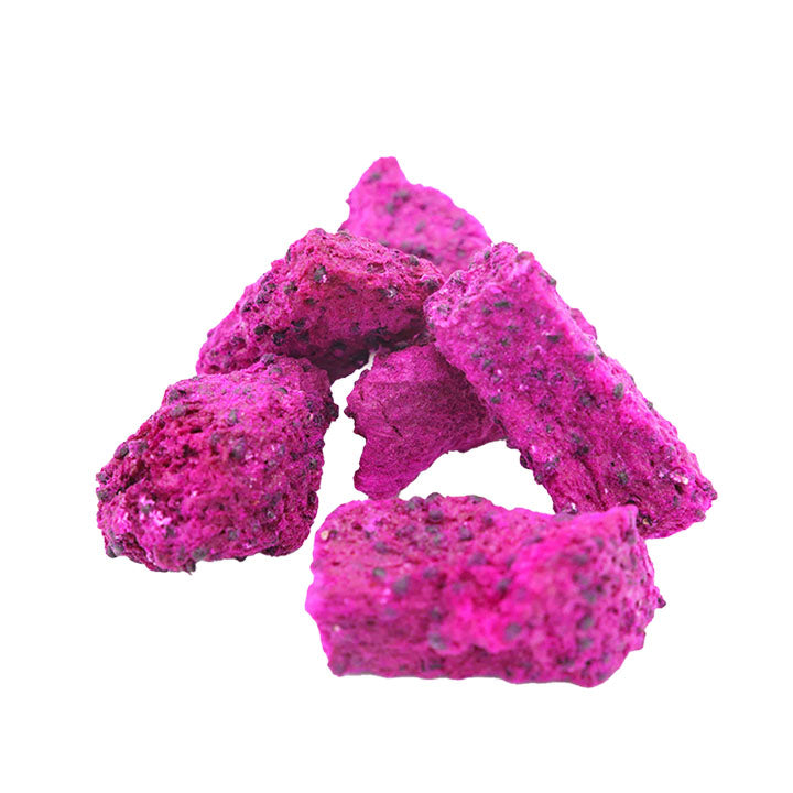 Freeze-dried Dragon Fruit Chunks on white background — natural fruit by VFD, perfect for baking, dessert, and smoothie