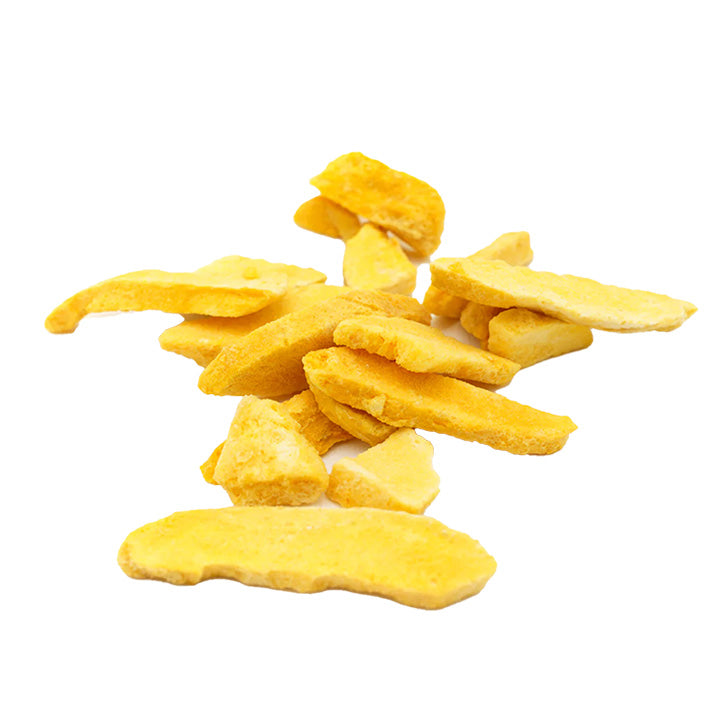 Freeze-dried Mango Slice on white background — natural fruit by VFD, perfect for baking, dessert, and smoothie