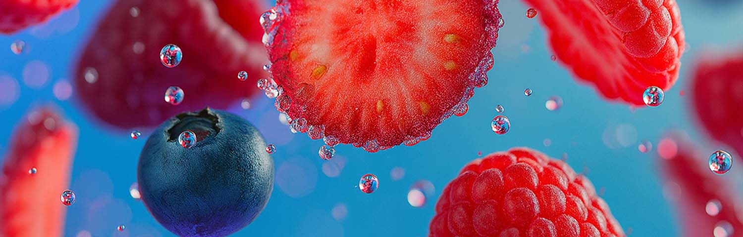 Assorted fresh fruits floating in the water