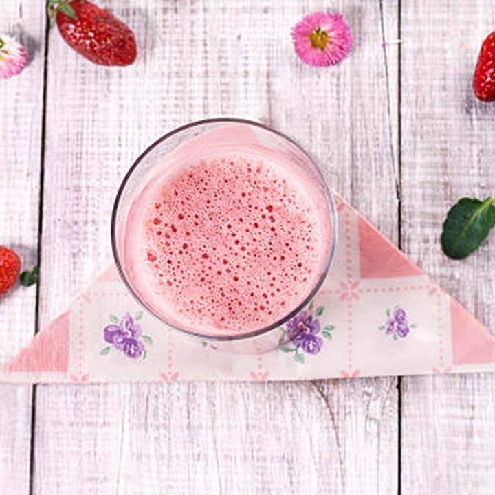 Freeze-Dried Strawberries ice cream on bakery background
