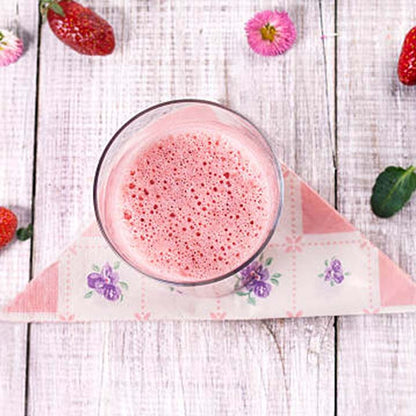 Freeze-Dried Strawberries ice cream on bakery background