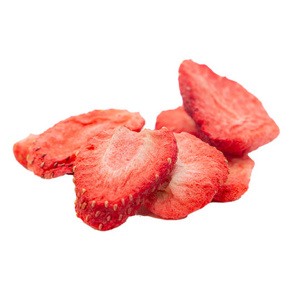 Freeze dried Strawberry Slice on white background — crisp, natural fruit snack by VFD, perfect for baking, dessert, and smoothie