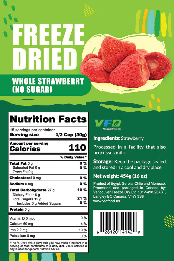Freeze-Dried Whole Strawberries For Baking - No added sugar