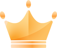 Orange crown icon with a white outline on a light gray background