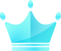 Blue crown icon with a white outline on a light blue background